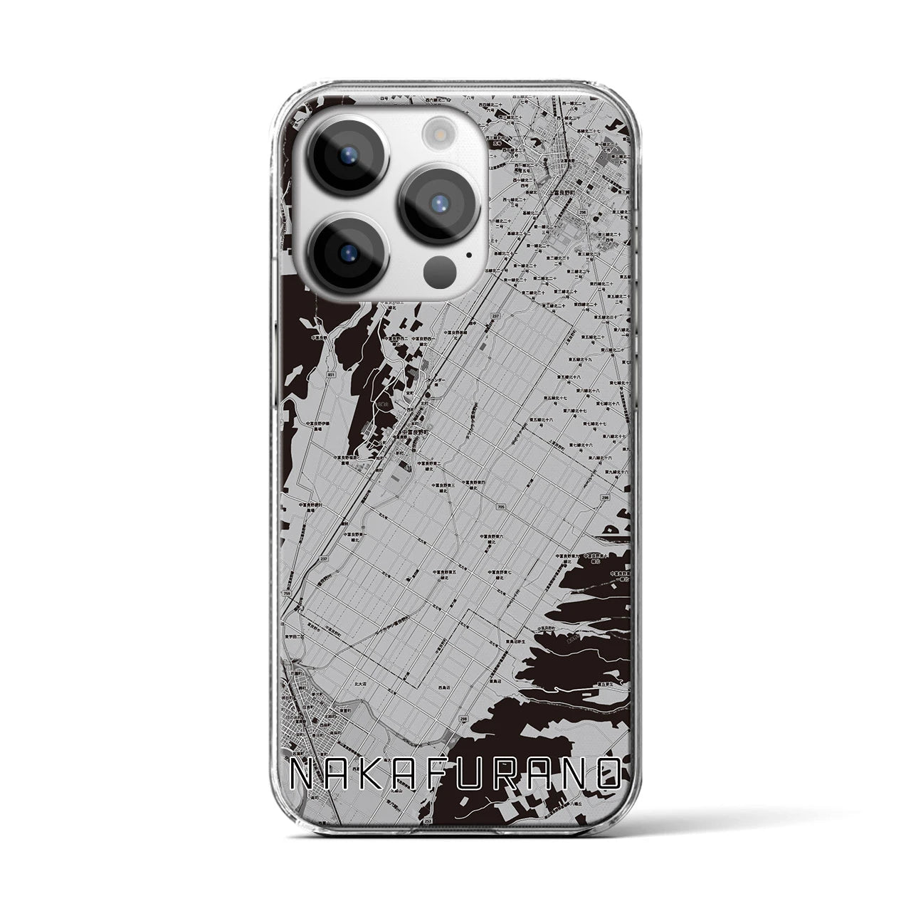 【中富良野(北海道)】地図柄iPhoneケース(クリアタイプ)