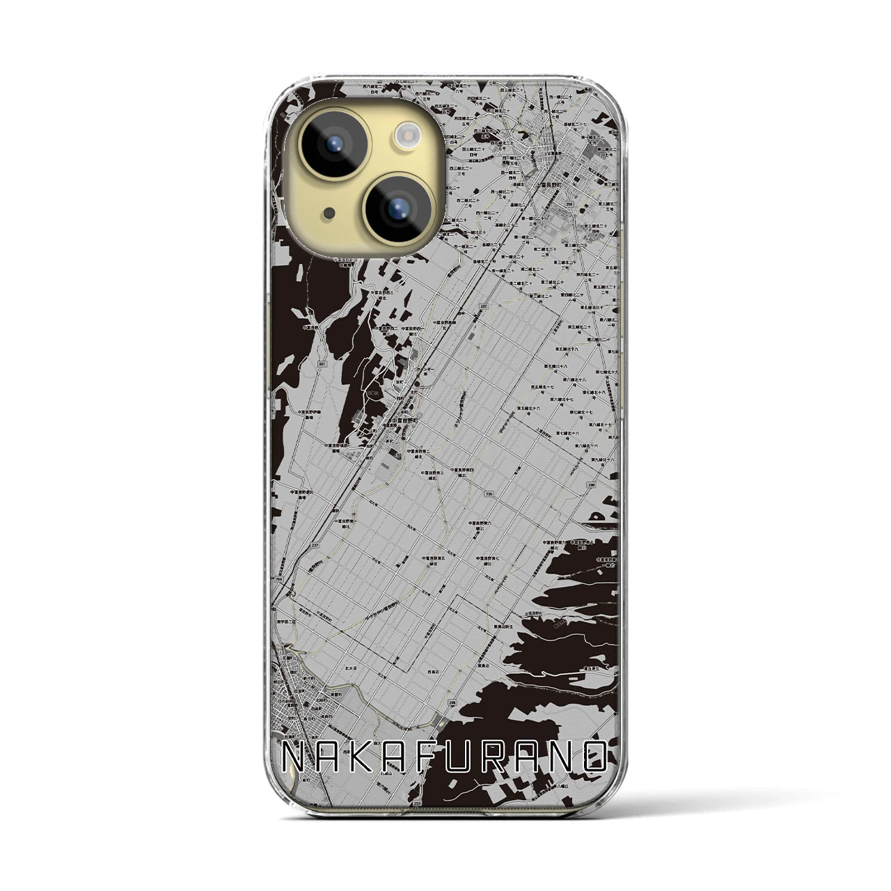 【中富良野(北海道)】地図柄iPhoneケース(クリアタイプ)