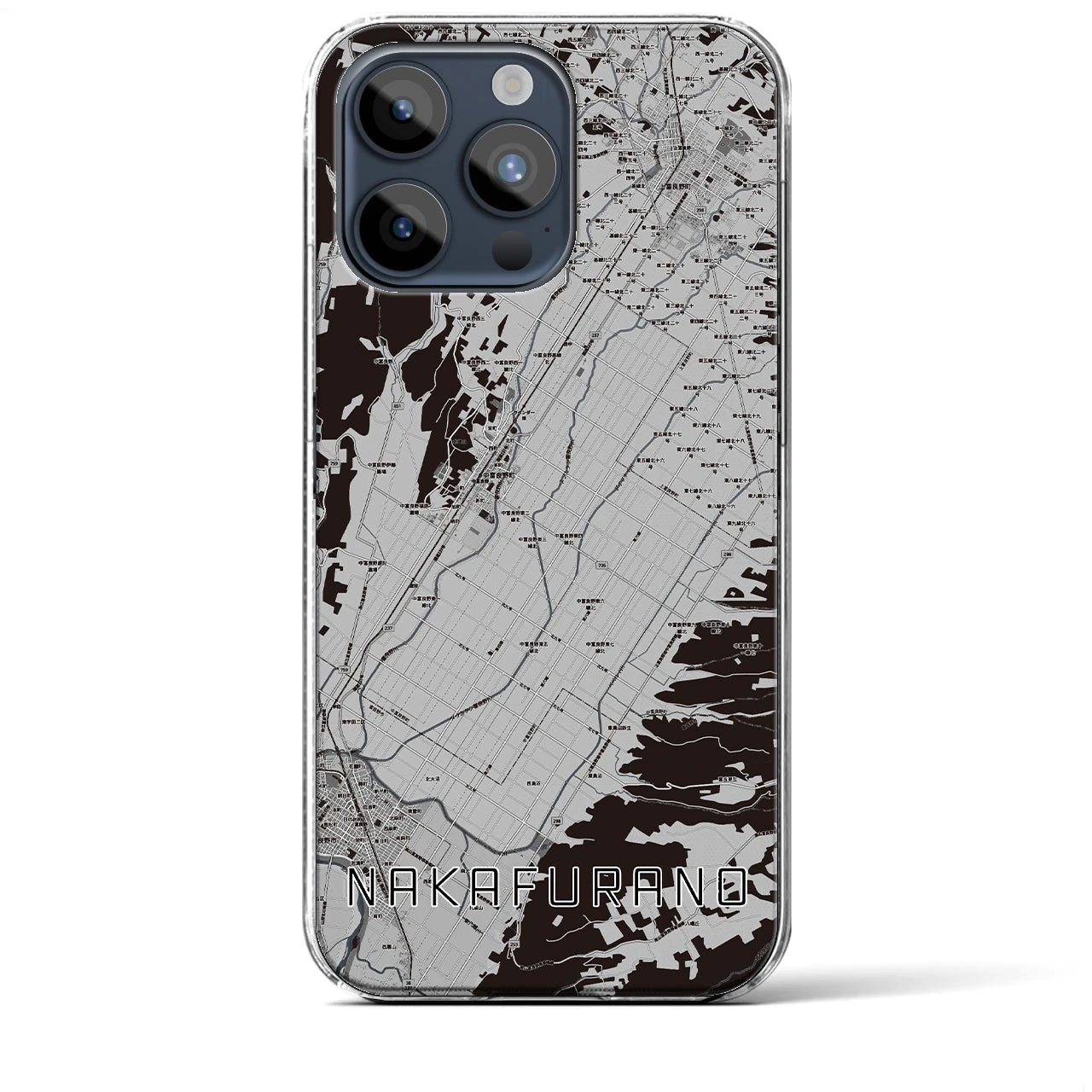 【中富良野(北海道)】地図柄iPhoneケース(クリアタイプ)