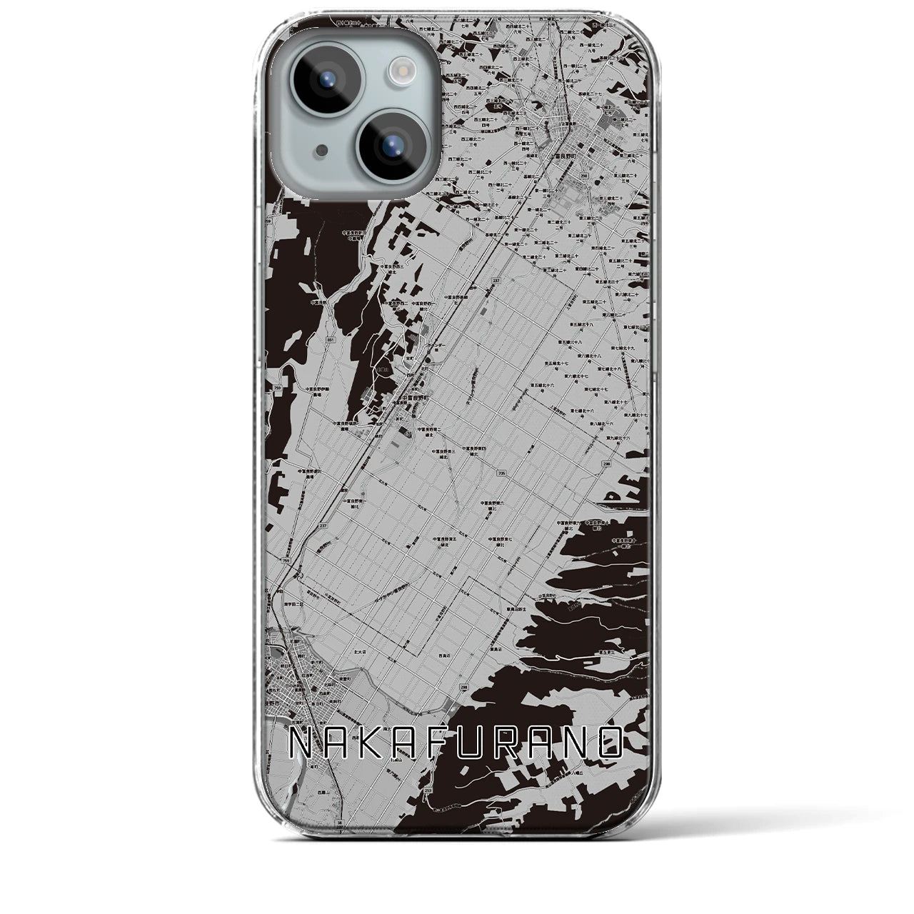 【中富良野(北海道)】地図柄iPhoneケース(クリアタイプ)