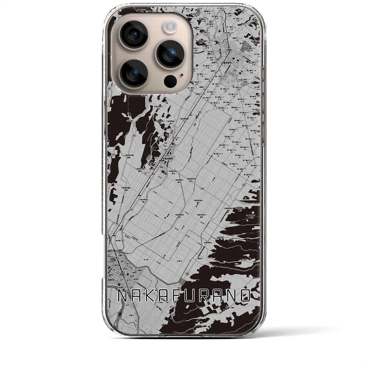 【中富良野(北海道)】地図柄iPhoneケース(クリアタイプ)