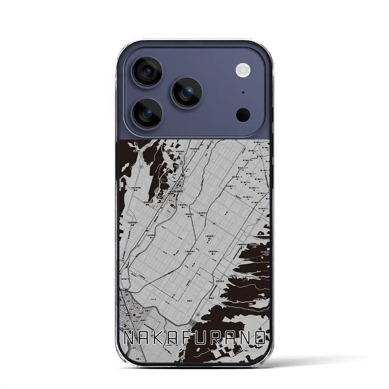 【中富良野(北海道)】地図柄iPhoneケース(クリアタイプ)モノトーン・iPhone 17 Pro Max 用