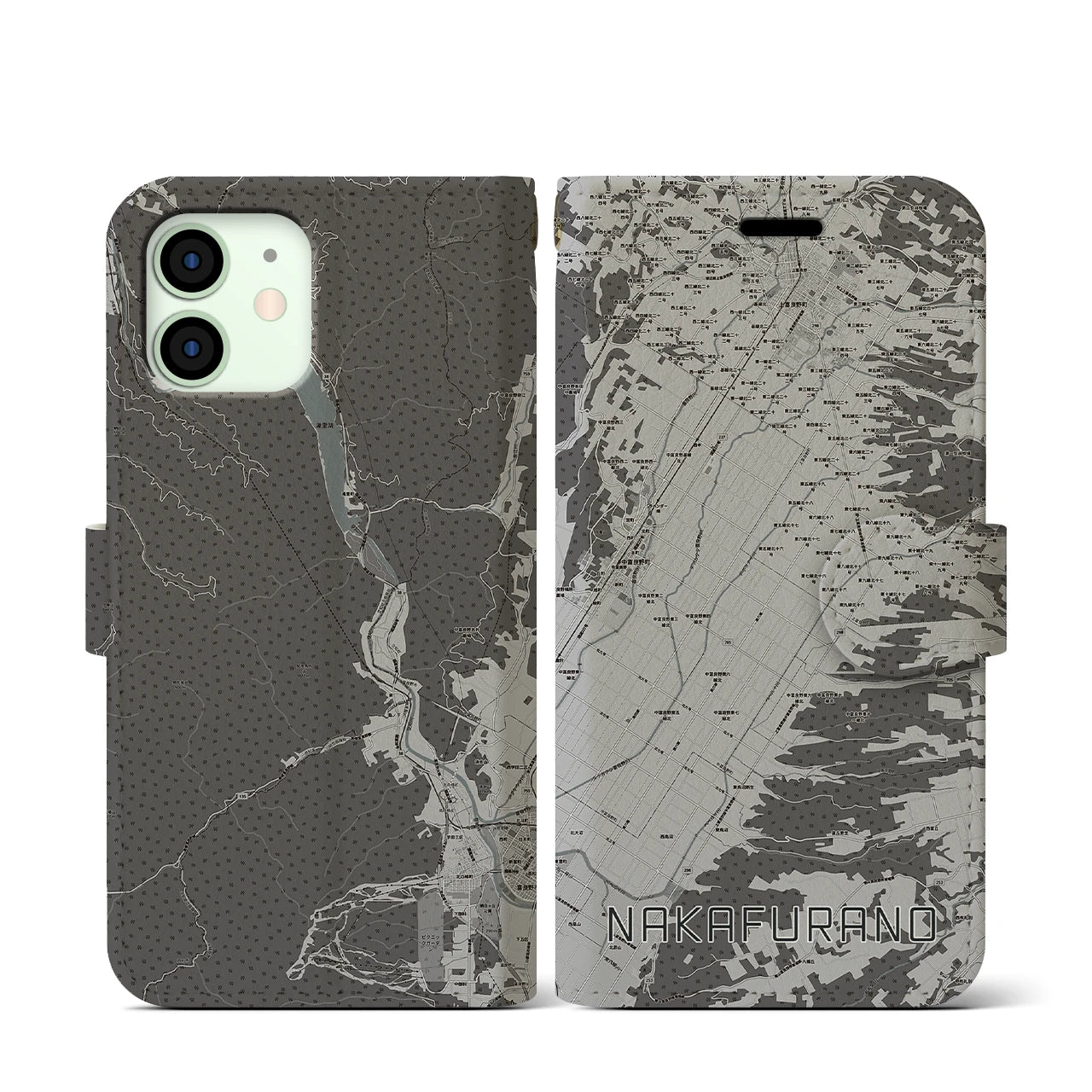 【中富良野(北海道)】地図柄iPhoneケース(手帳タイプ)