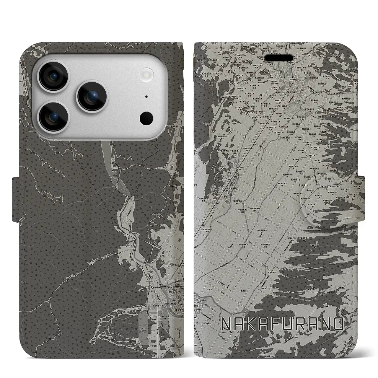 【中富良野(北海道)】地図柄iPhoneケース(手帳タイプ)