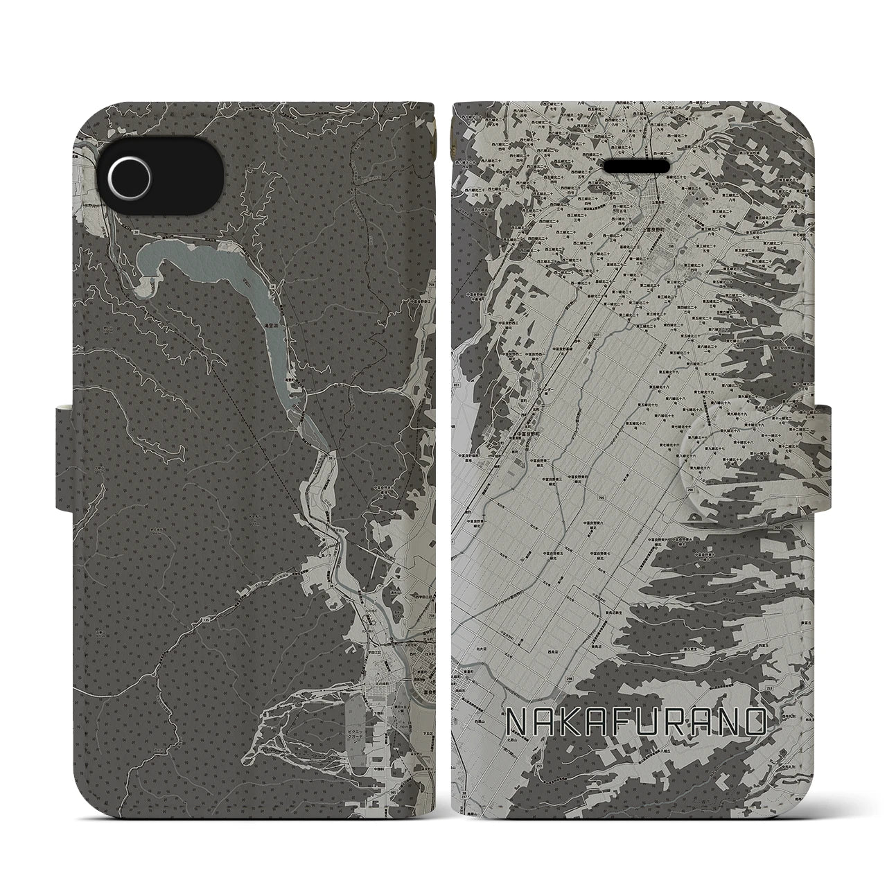 【中富良野(北海道)】地図柄iPhoneケース(手帳タイプ)