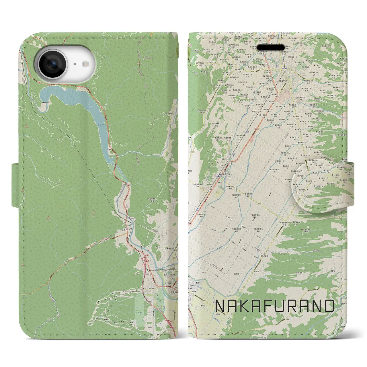 【中富良野(北海道)】地図柄iPhoneケース(手帳タイプ)