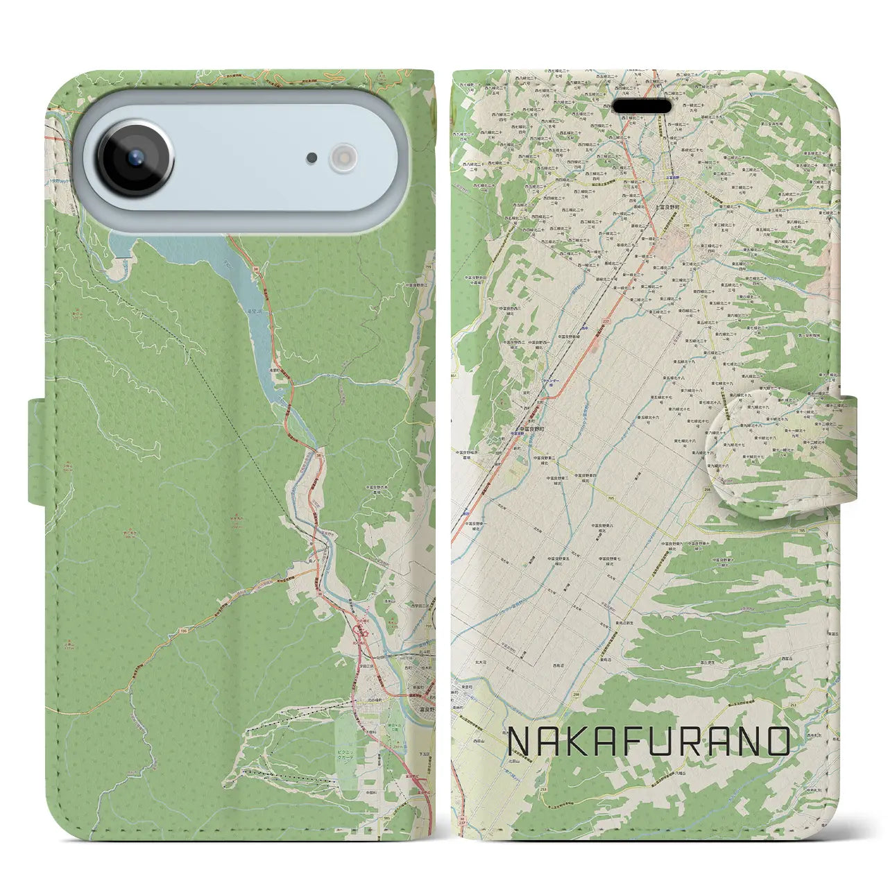 【中富良野(北海道)】地図柄iPhoneケース(手帳タイプ)