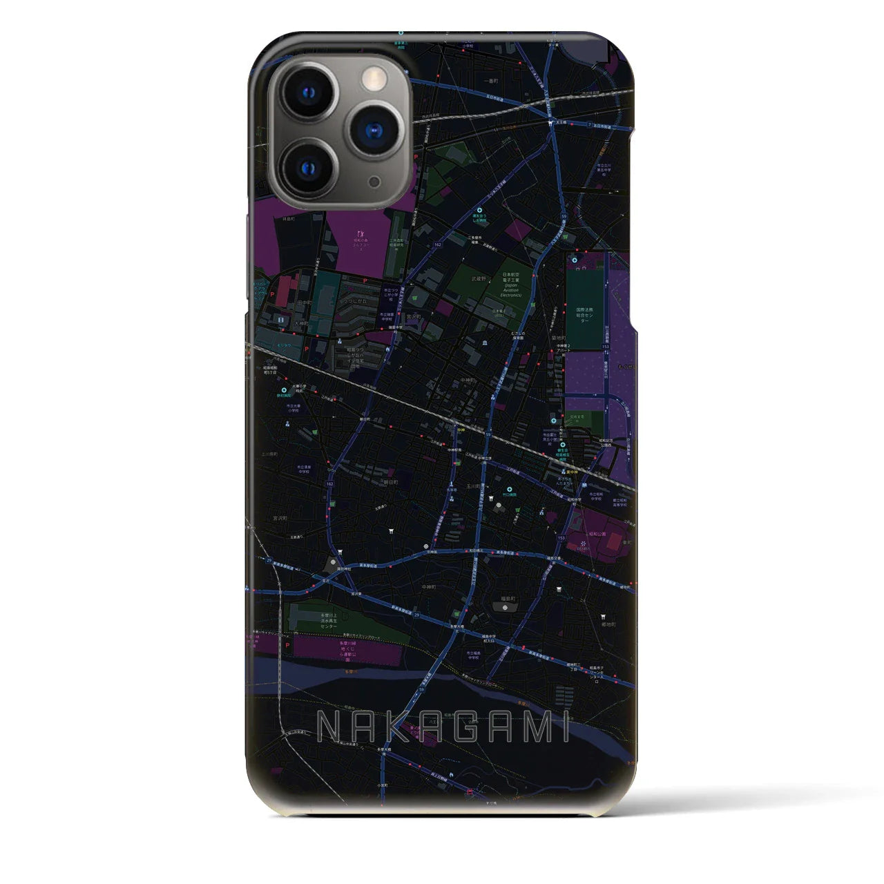 【中神(東京都)】地図柄iPhoneケース(バックカバータイプ)