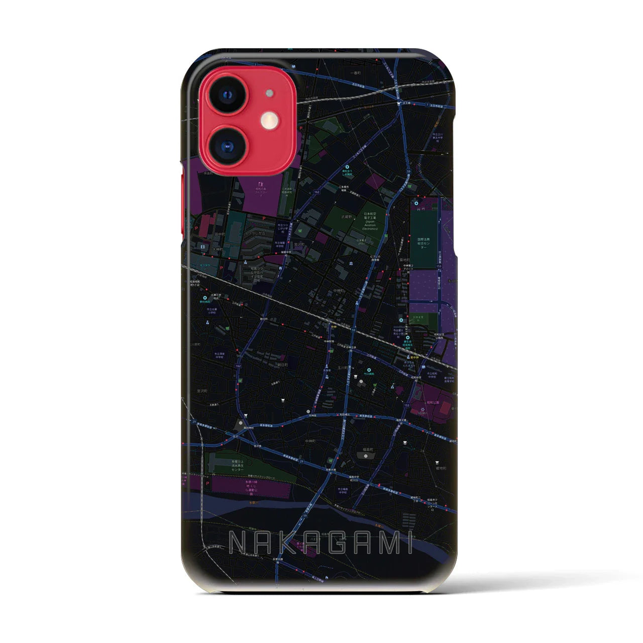 【中神(東京都)】地図柄iPhoneケース(バックカバータイプ)