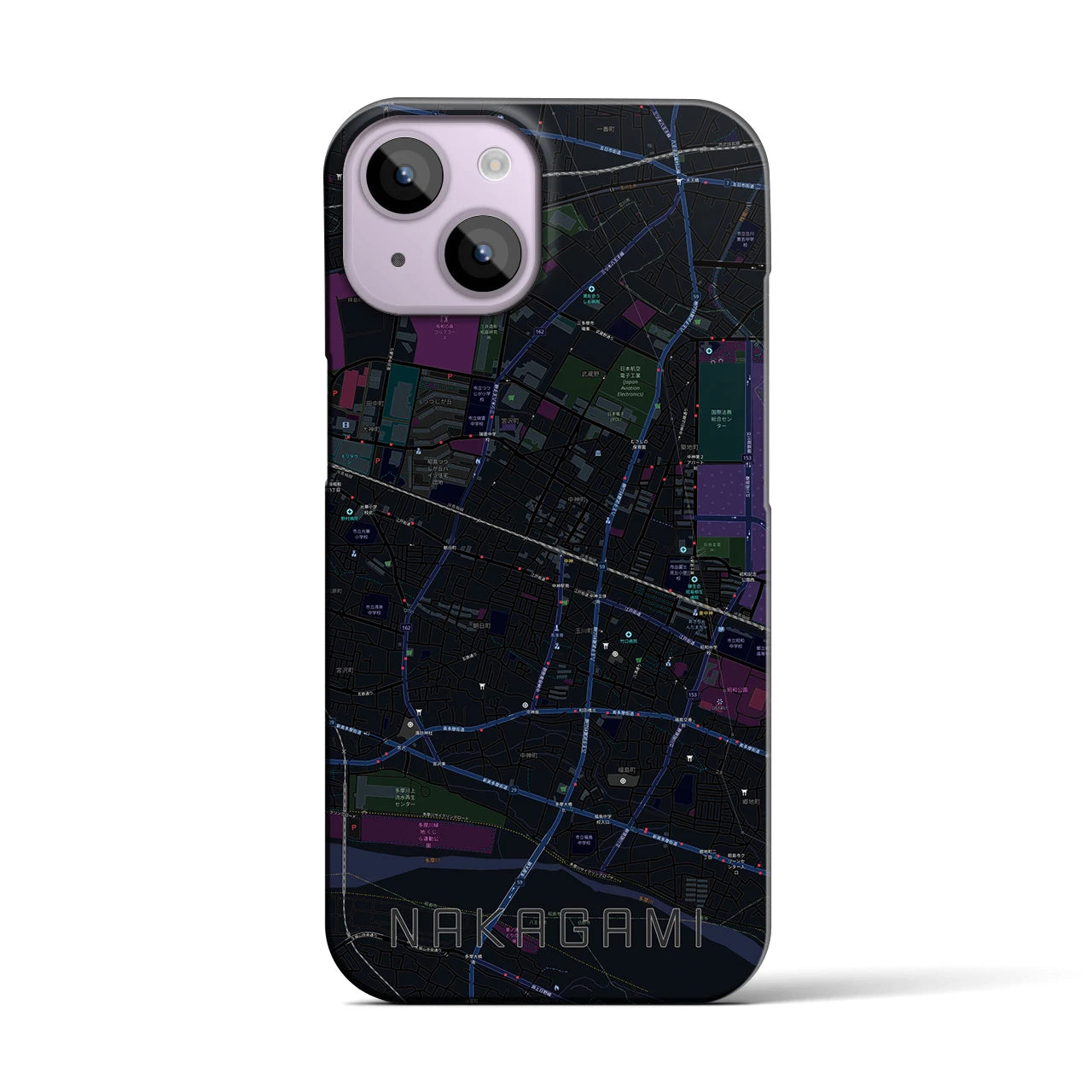 【中神(東京都)】地図柄iPhoneケース(バックカバータイプ)