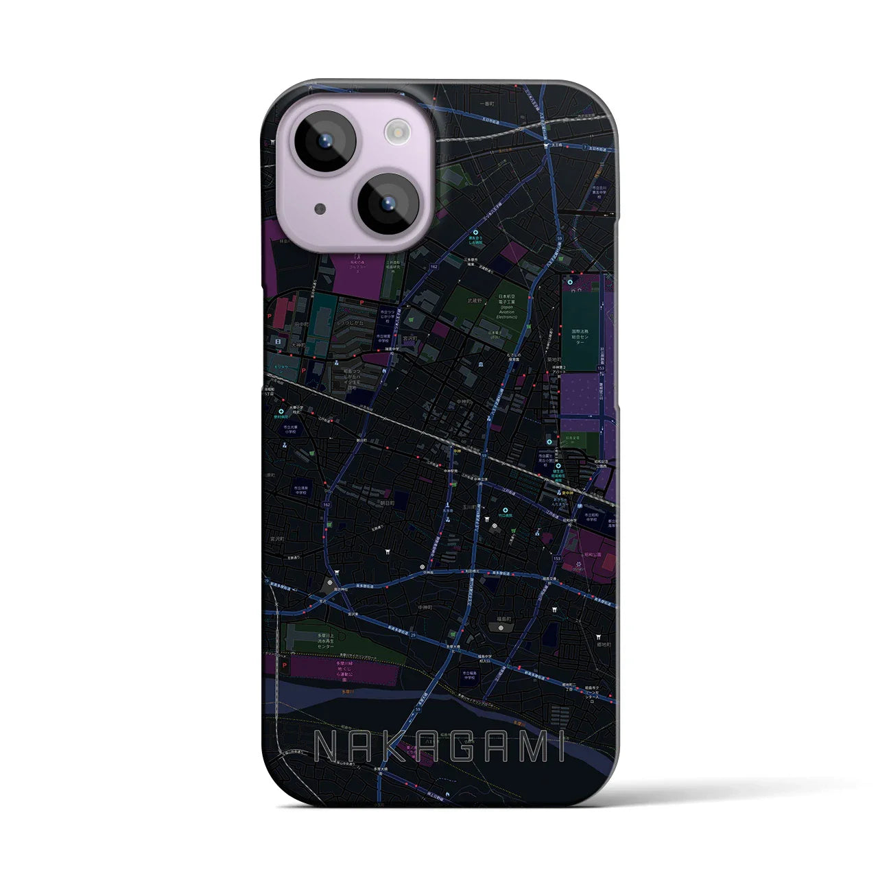 【中神(東京都)】地図柄iPhoneケース(バックカバータイプ)