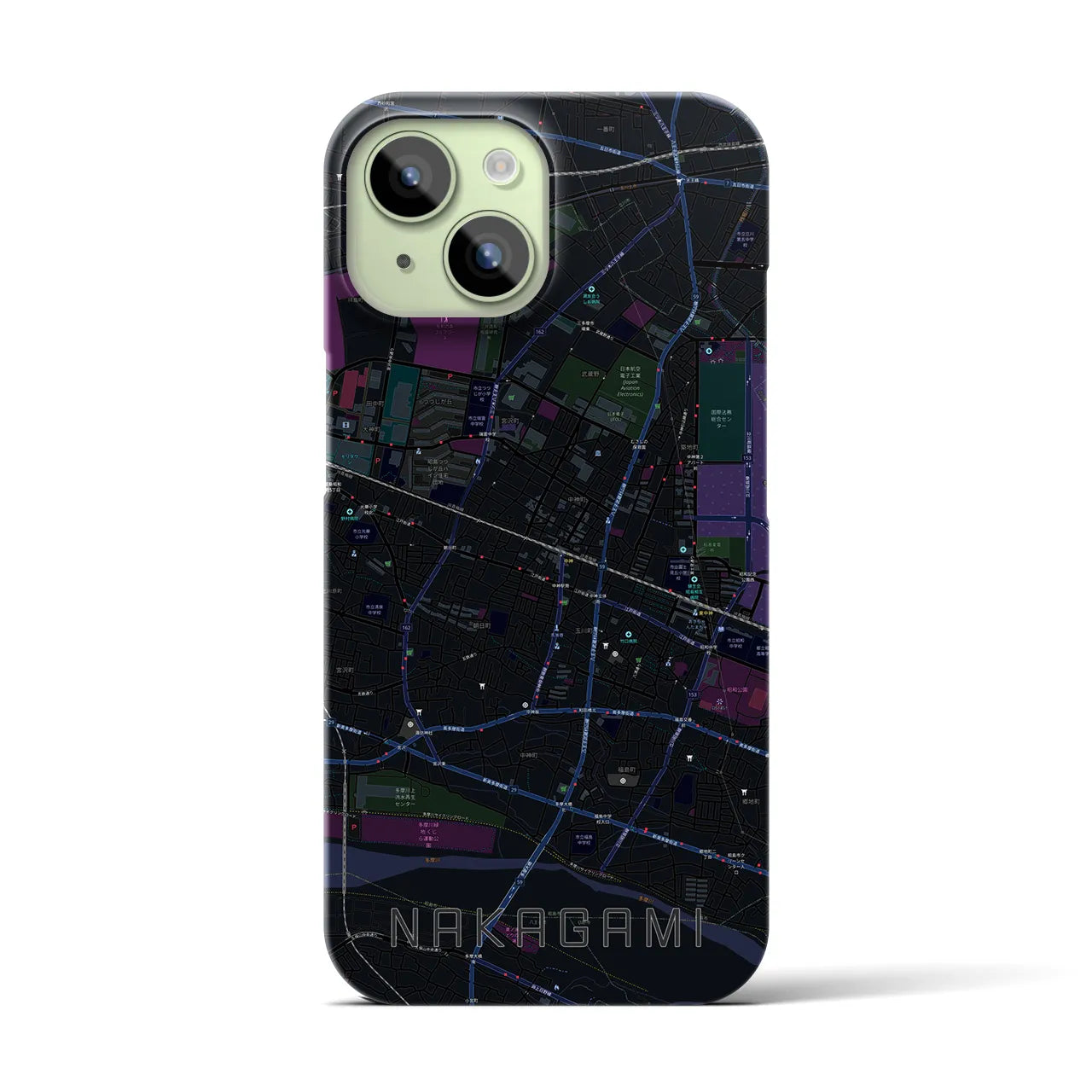 【中神(東京都)】地図柄iPhoneケース(バックカバータイプ)