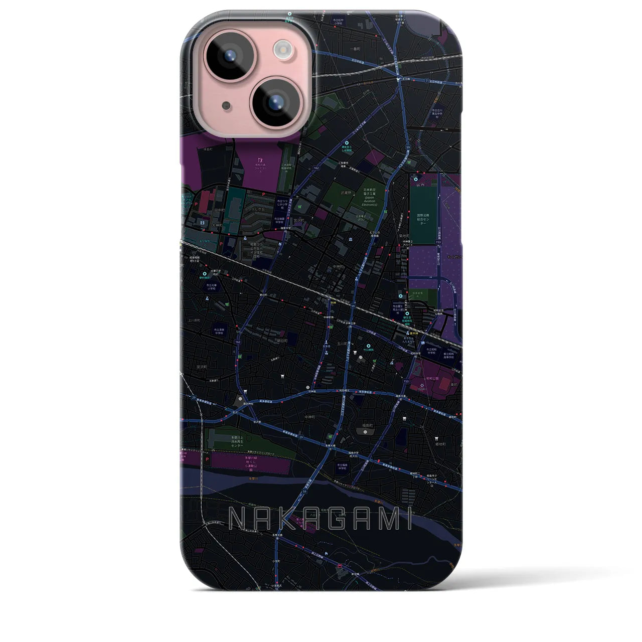 【中神(東京都)】地図柄iPhoneケース(バックカバータイプ)