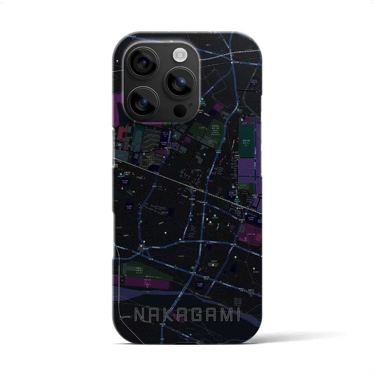 【中神(東京都)】地図柄iPhoneケース(バックカバータイプ)