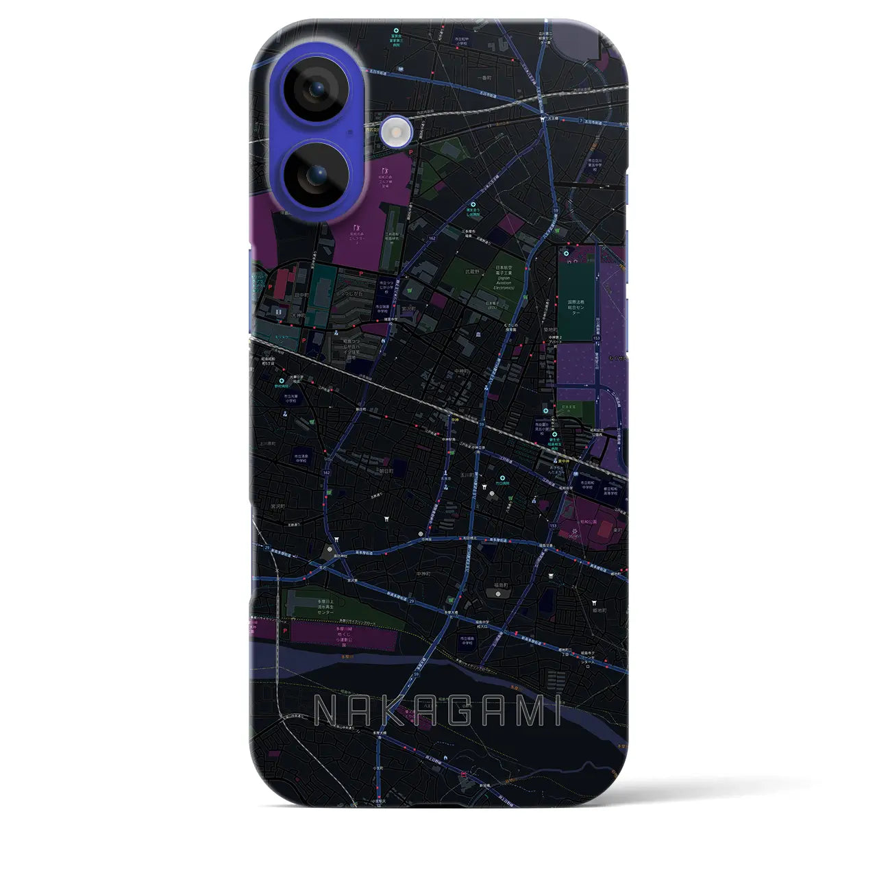 【中神(東京都)】地図柄iPhoneケース(バックカバータイプ)