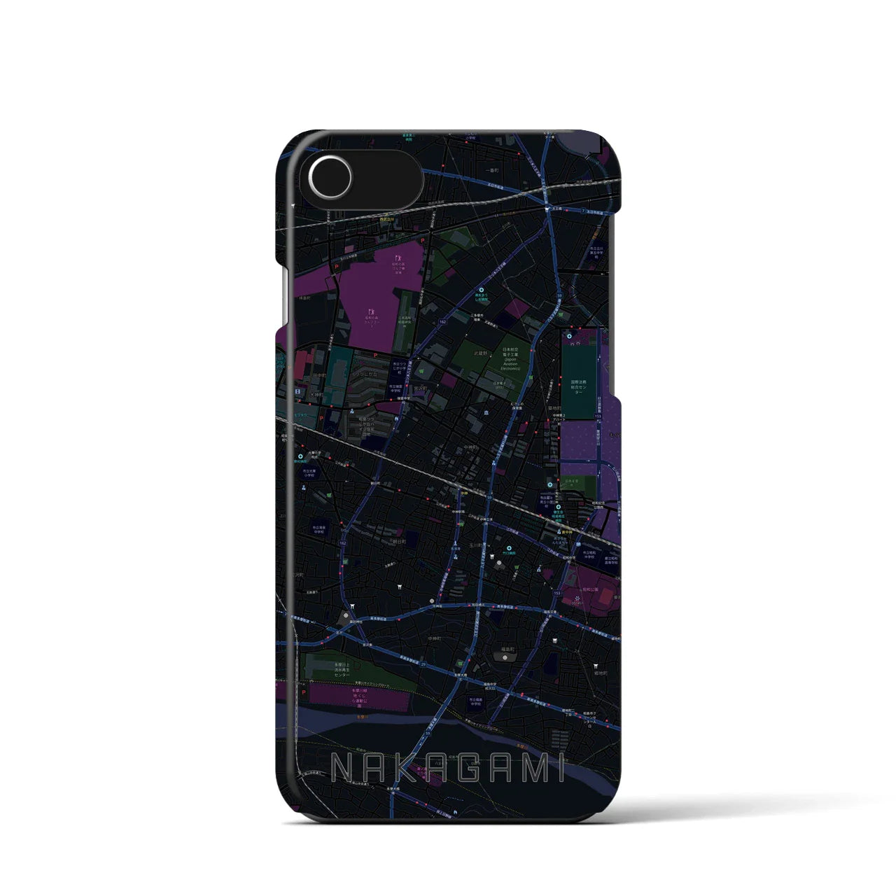 【中神(東京都)】地図柄iPhoneケース(バックカバータイプ)