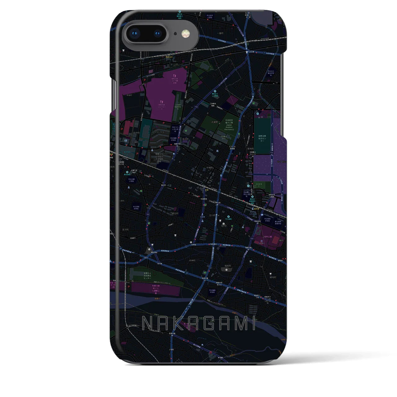 【中神(東京都)】地図柄iPhoneケース(バックカバータイプ)