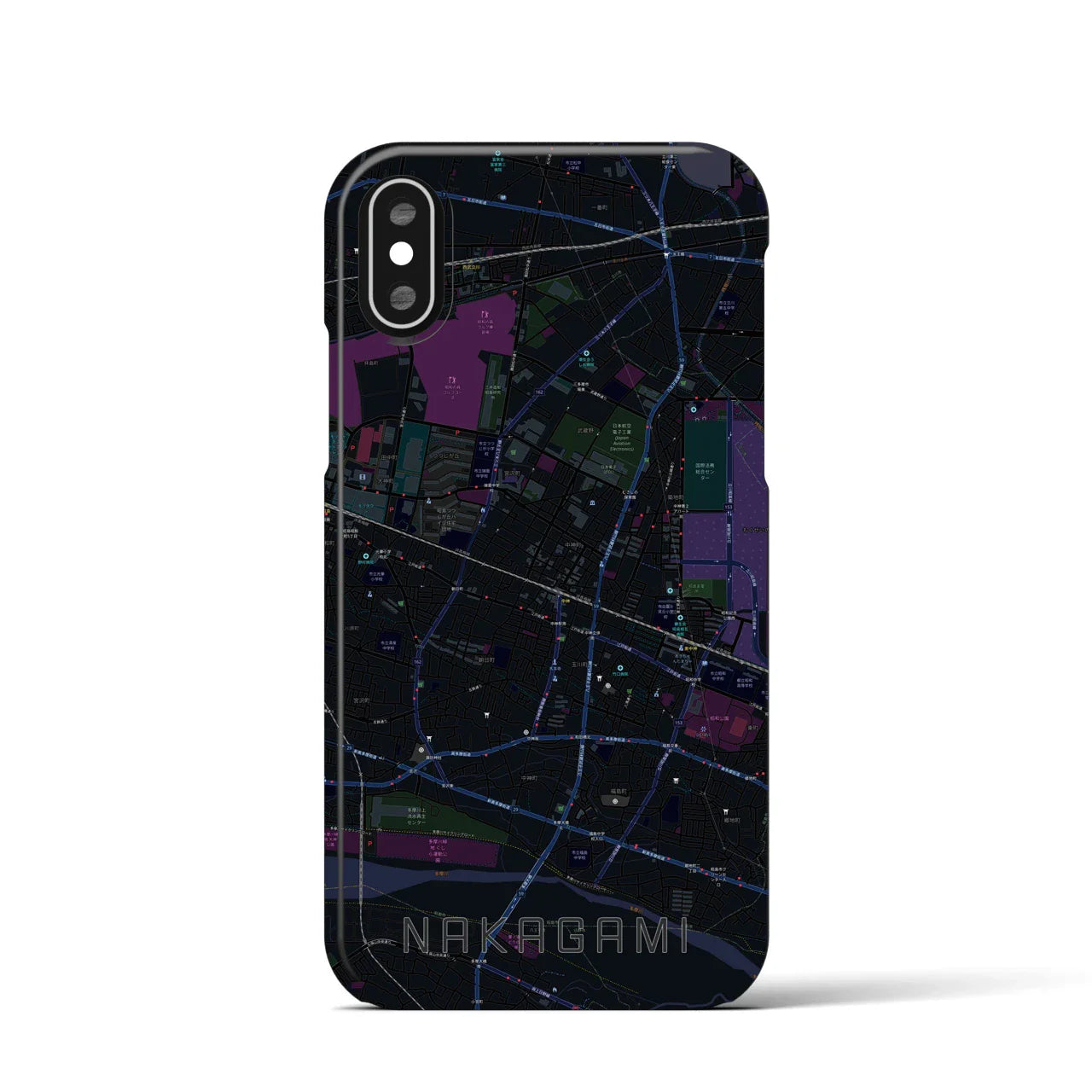 【中神(東京都)】地図柄iPhoneケース(バックカバータイプ)