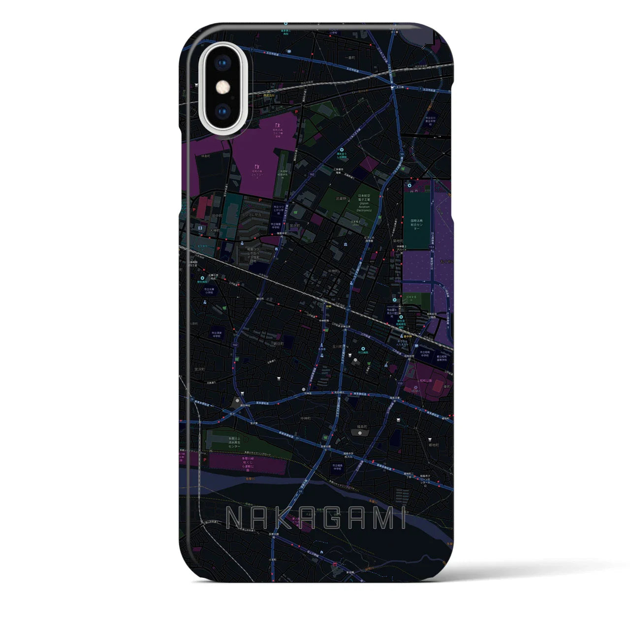 【中神(東京都)】地図柄iPhoneケース(バックカバータイプ)