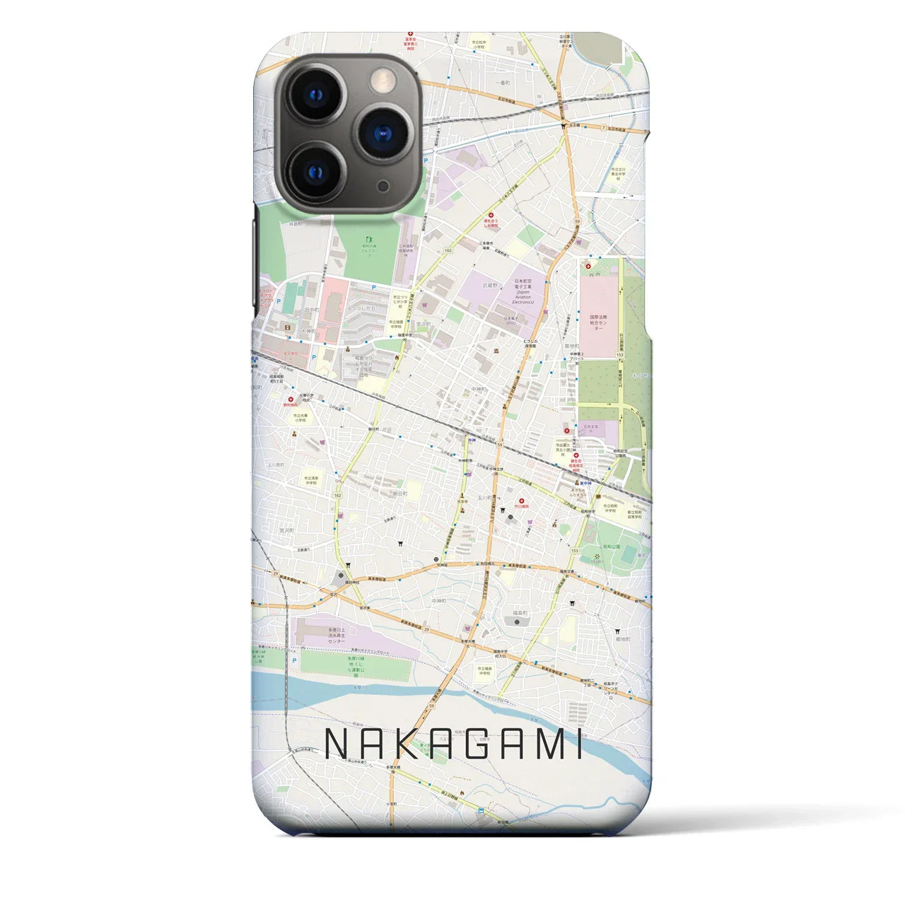 【中神(東京都)】地図柄iPhoneケース(バックカバータイプ)