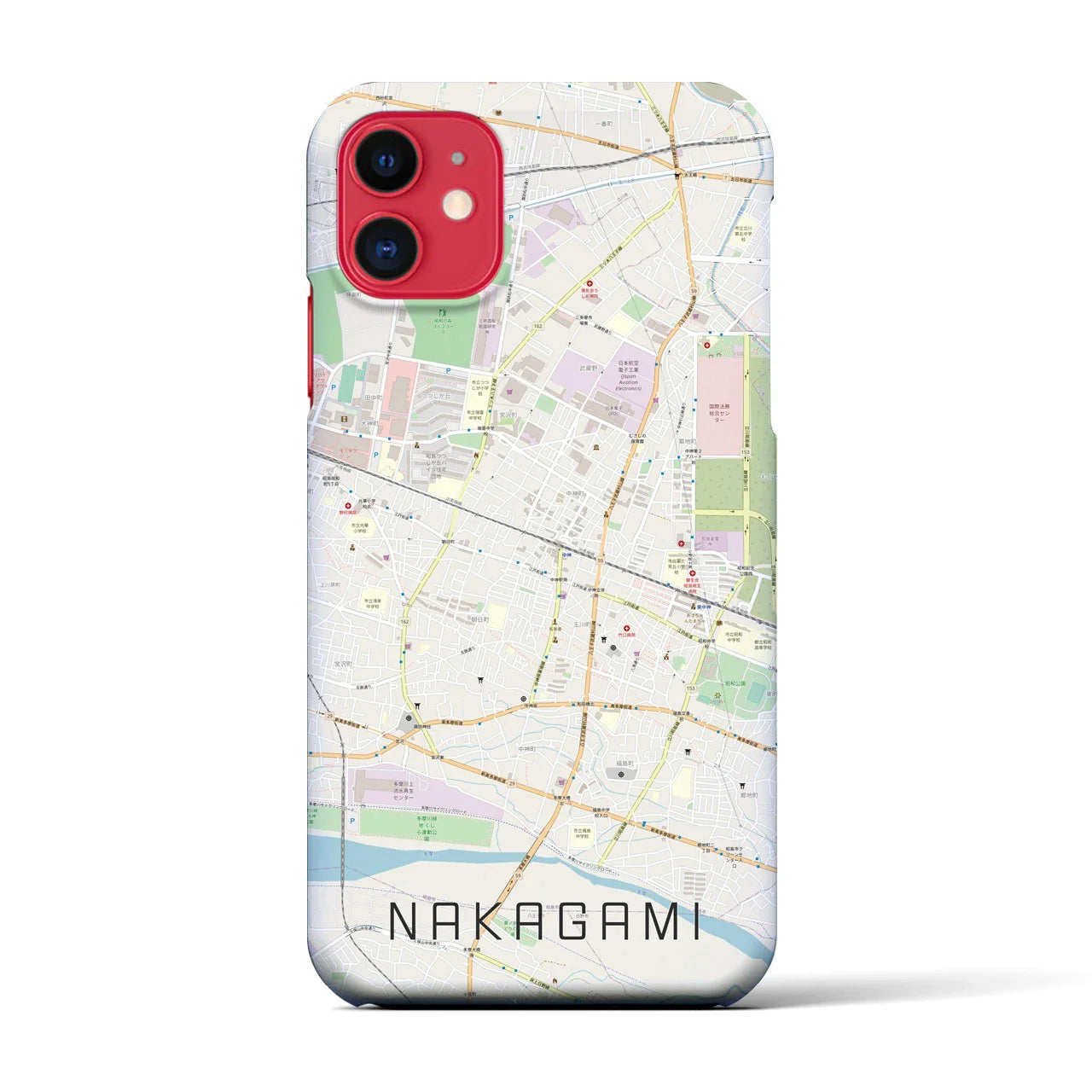 【中神(東京都)】地図柄iPhoneケース(バックカバータイプ)