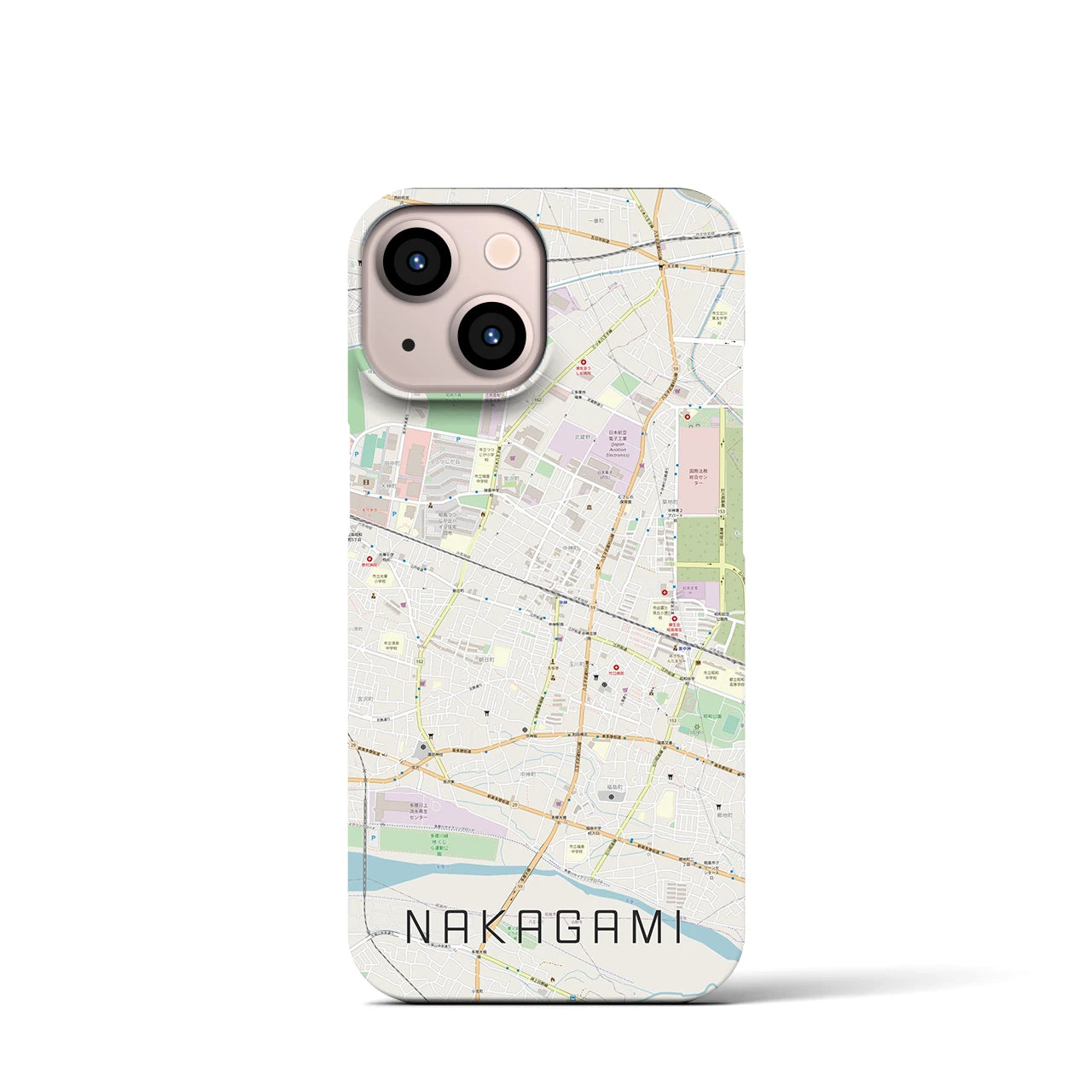 【中神(東京都)】地図柄iPhoneケース(バックカバータイプ)