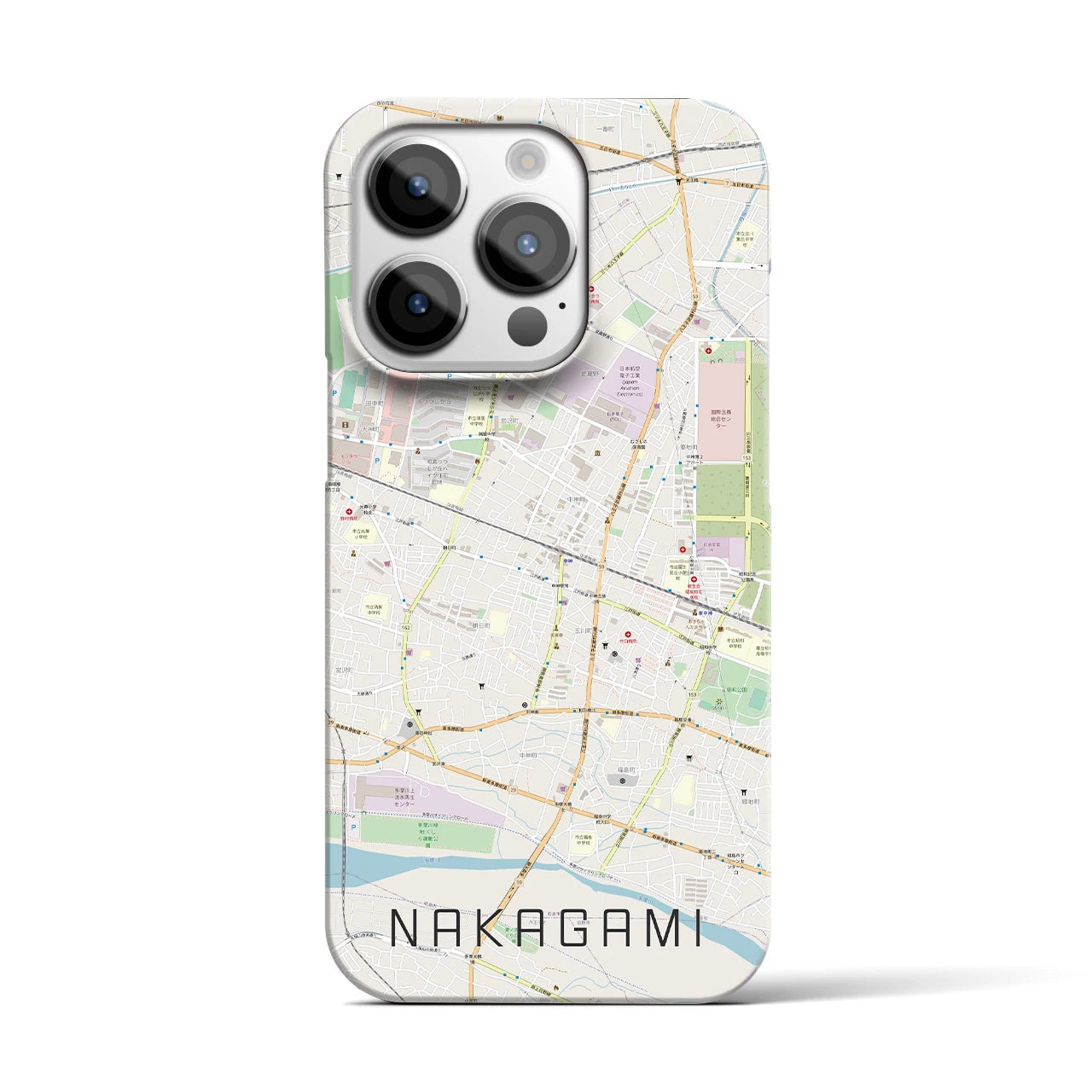 【中神(東京都)】地図柄iPhoneケース(バックカバータイプ)