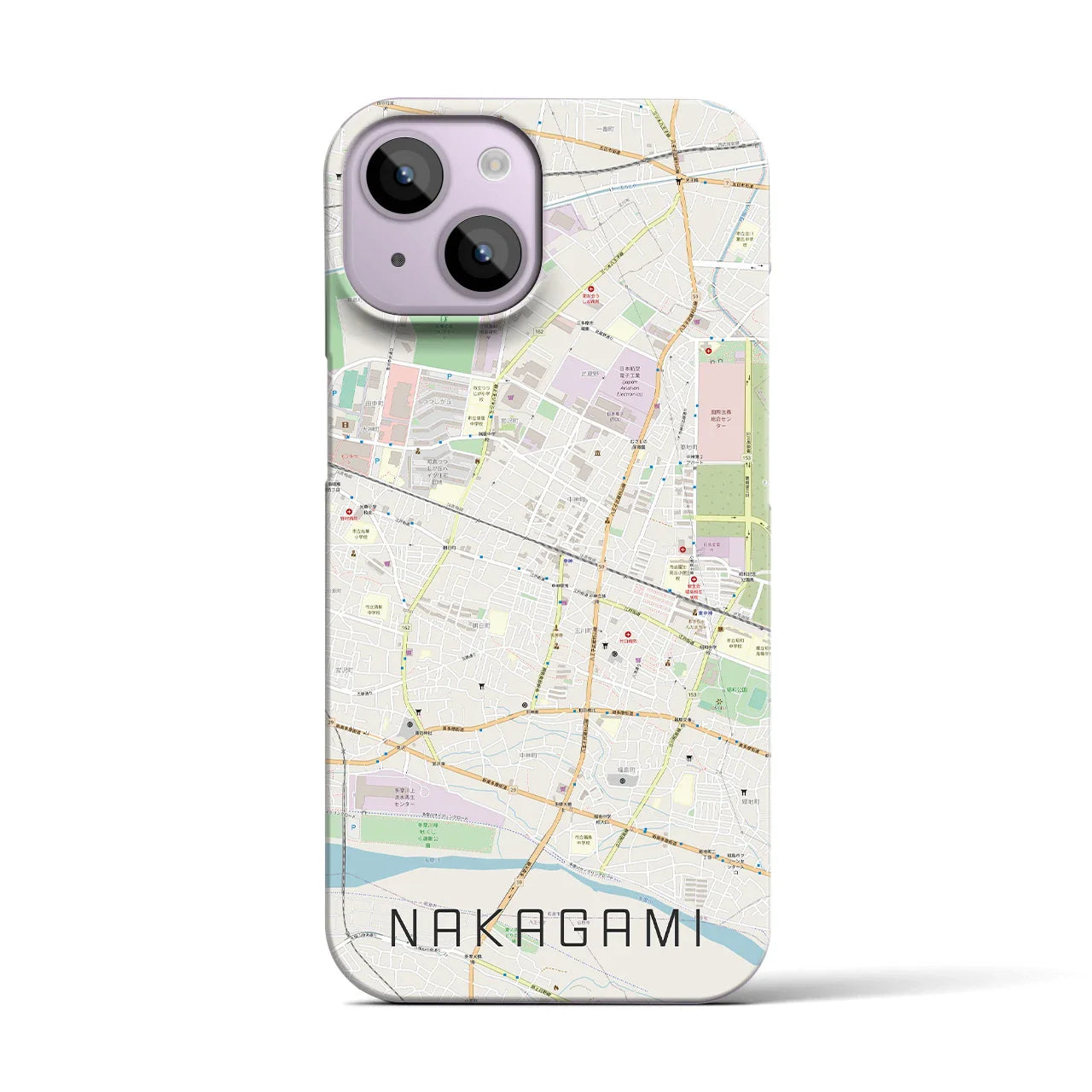 【中神(東京都)】地図柄iPhoneケース(バックカバータイプ)
