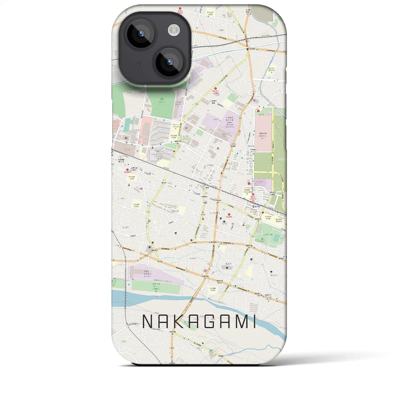 【中神(東京都)】地図柄iPhoneケース(バックカバータイプ)