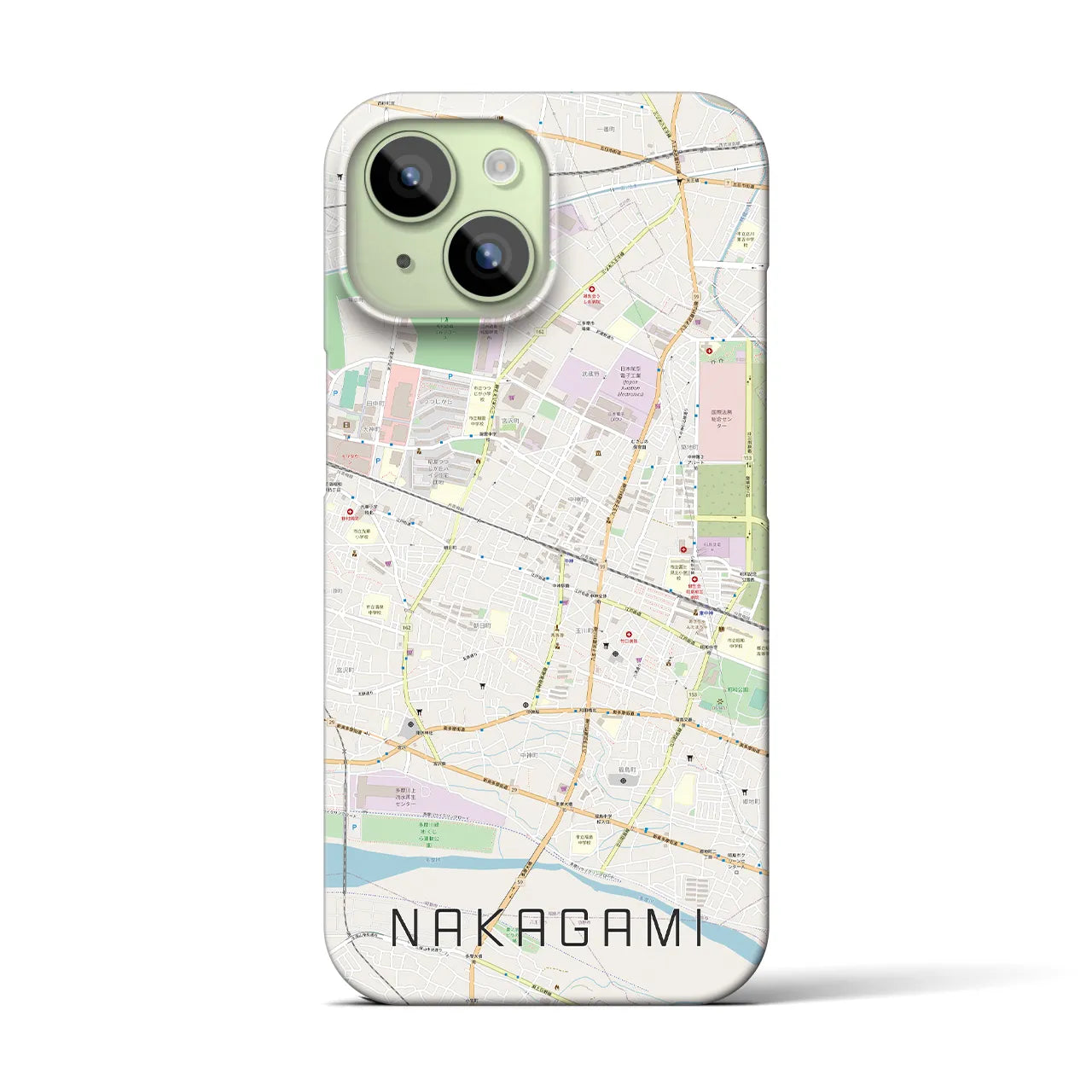 【中神(東京都)】地図柄iPhoneケース(バックカバータイプ)