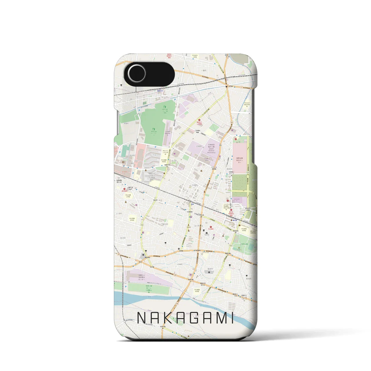 【中神(東京都)】地図柄iPhoneケース(バックカバータイプ)