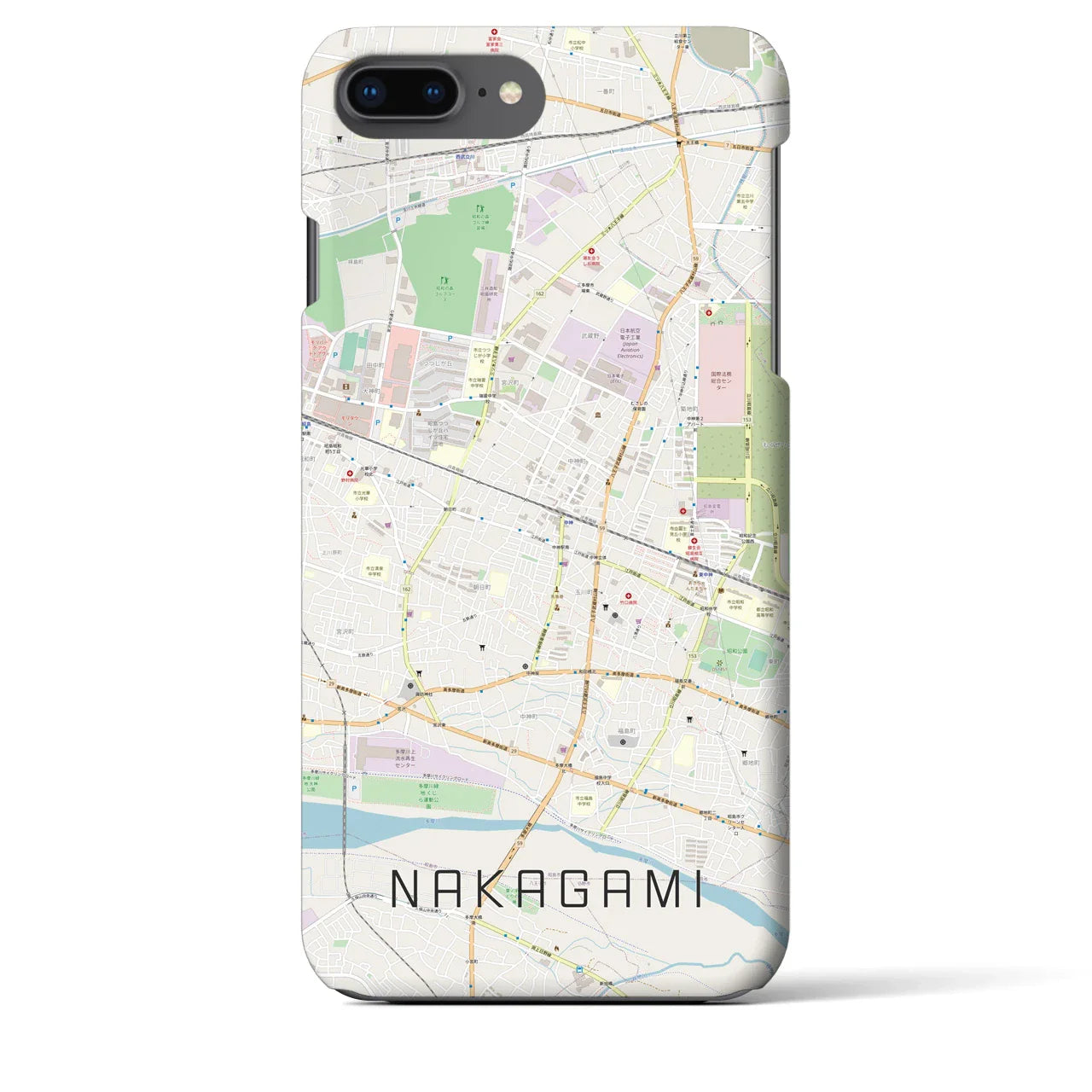 【中神(東京都)】地図柄iPhoneケース(バックカバータイプ)