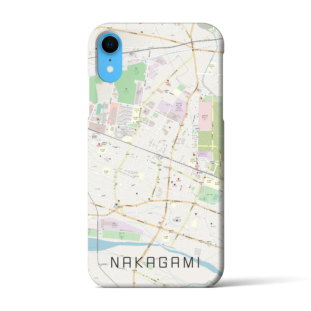 【中神(東京都)】地図柄iPhoneケース(バックカバータイプ)