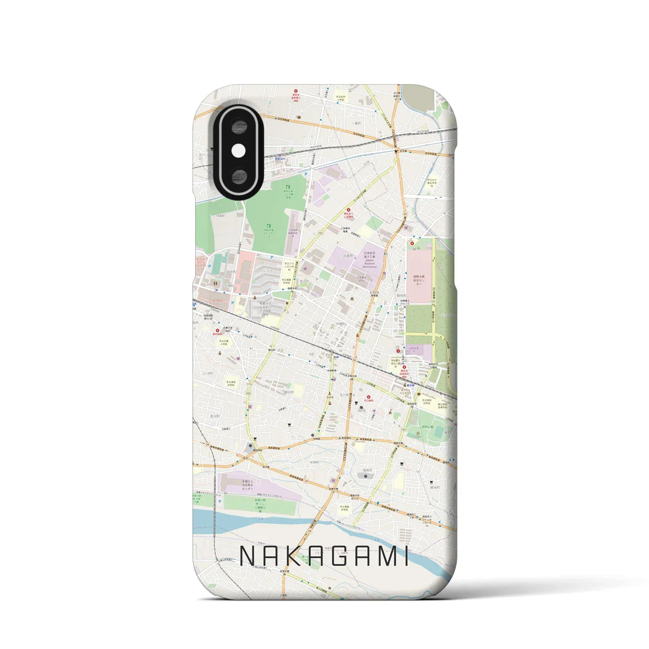 【中神(東京都)】地図柄iPhoneケース(バックカバータイプ)