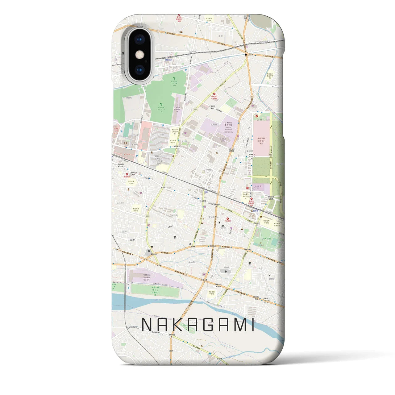 【中神(東京都)】地図柄iPhoneケース(バックカバータイプ)