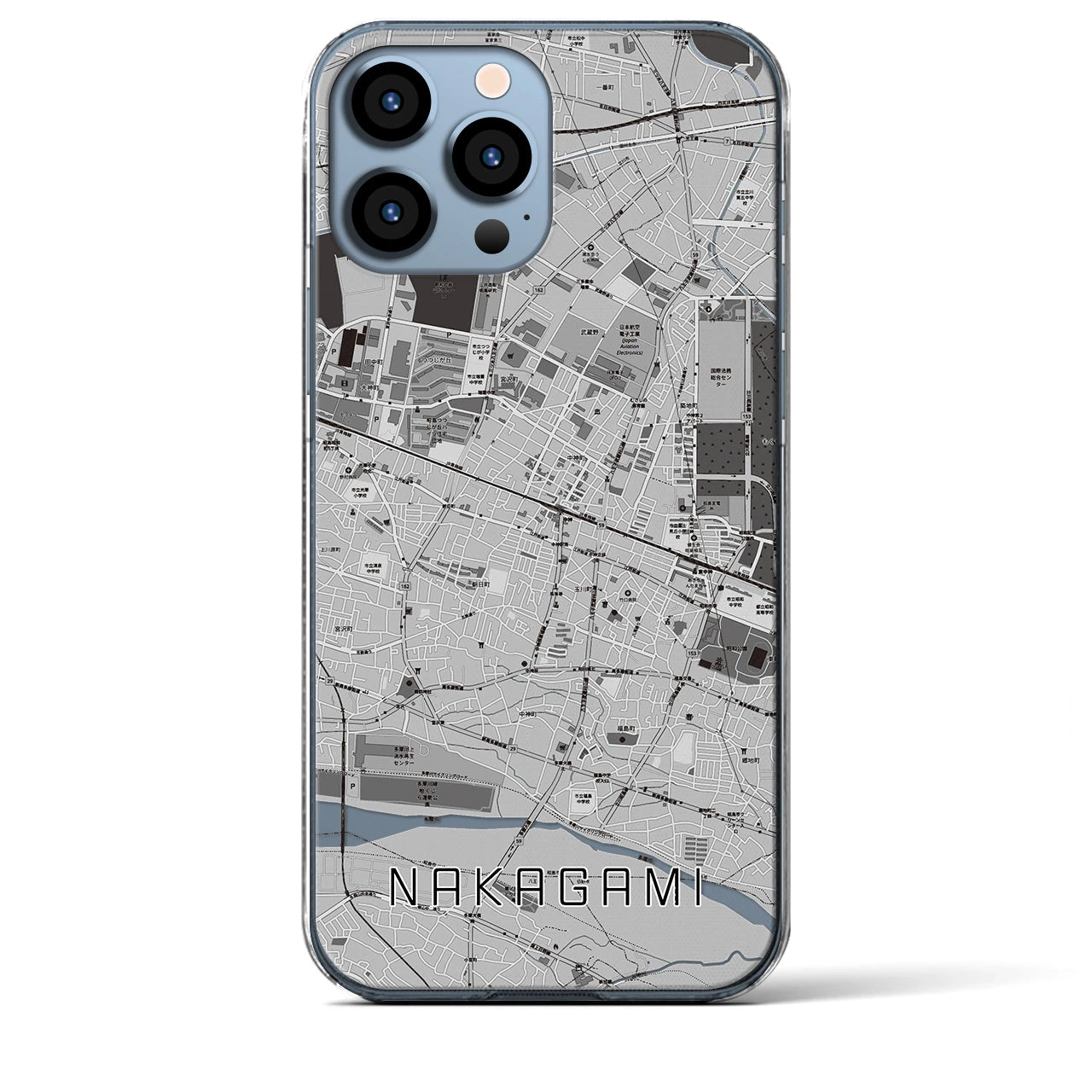 【中神(東京都)】地図柄iPhoneケース(クリアタイプ)