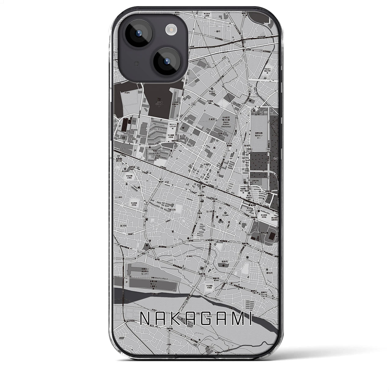 【中神(東京都)】地図柄iPhoneケース(クリアタイプ)