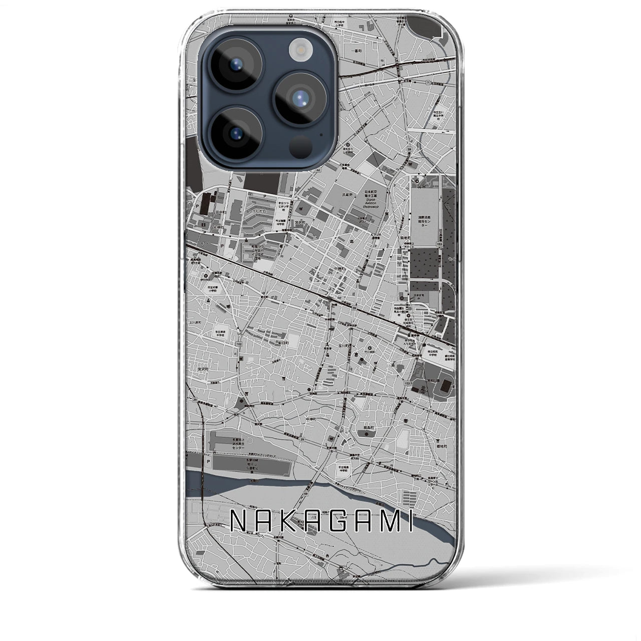 【中神(東京都)】地図柄iPhoneケース(クリアタイプ)
