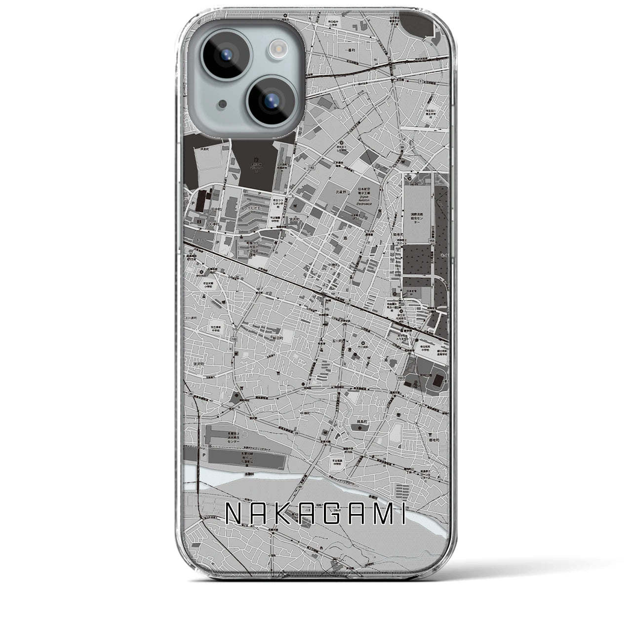 【中神(東京都)】地図柄iPhoneケース(クリアタイプ)
