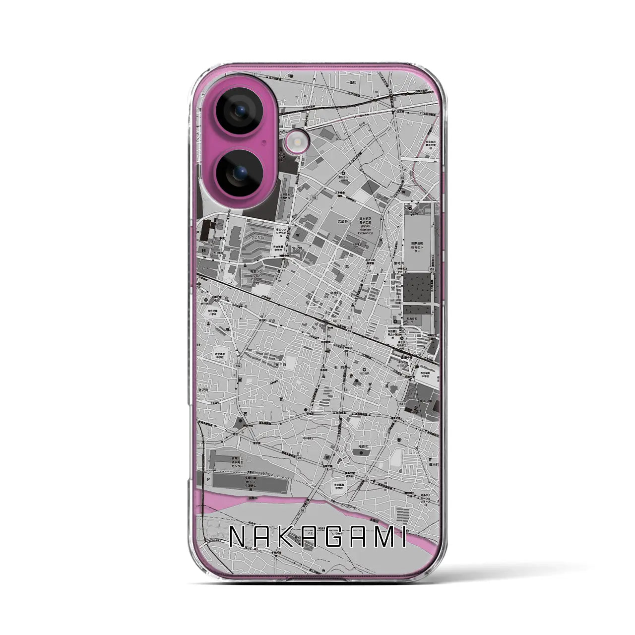 【中神(東京都)】地図柄iPhoneケース(クリアタイプ)