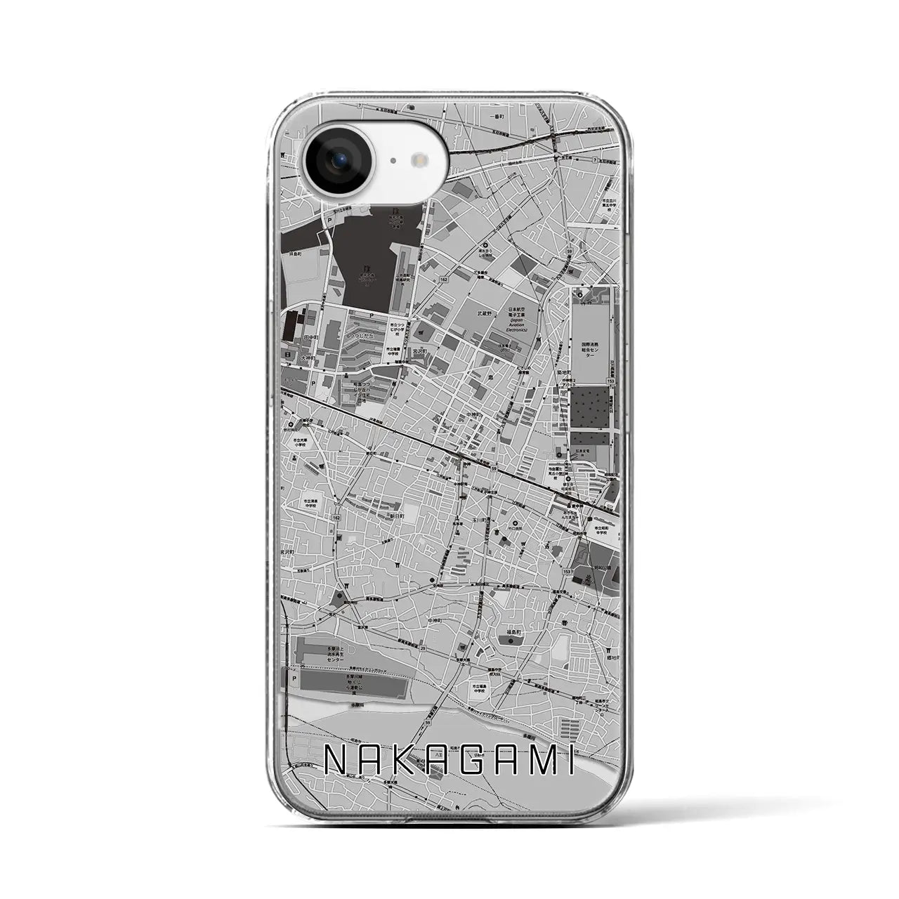 【中神(東京都)】地図柄iPhoneケース(クリアタイプ)
