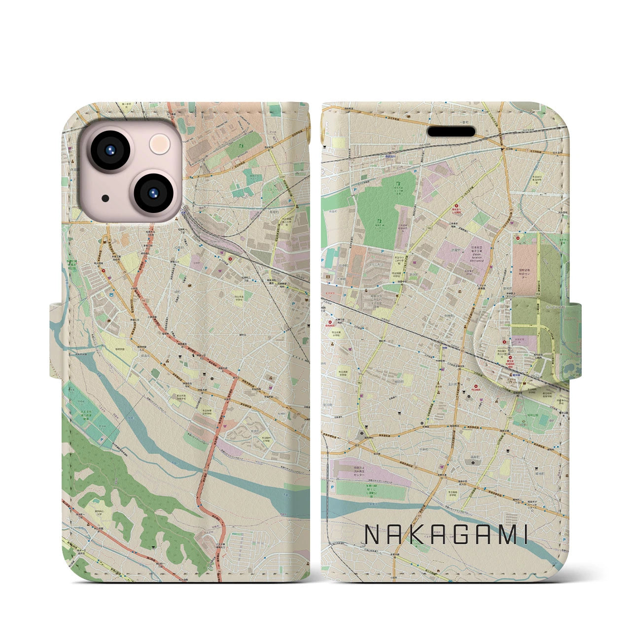 【中神(東京都)】地図柄iPhoneケース(手帳タイプ)