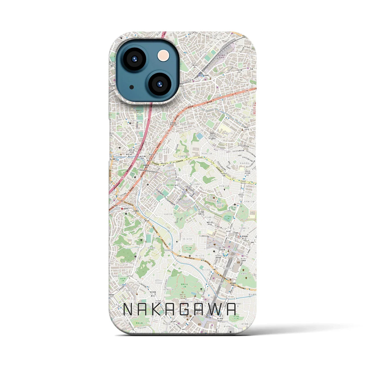 【中川(神奈川県)】地図柄iPhoneケース(バックカバータイプ)