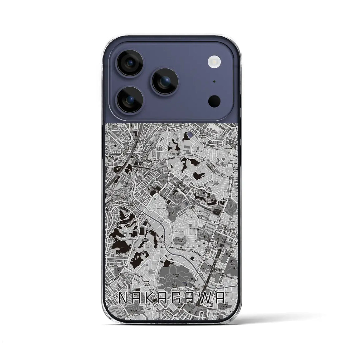【中川(神奈川県)】地図柄iPhoneケース(クリアタイプ)モノトーン・iPhone 17 Pro Max 用