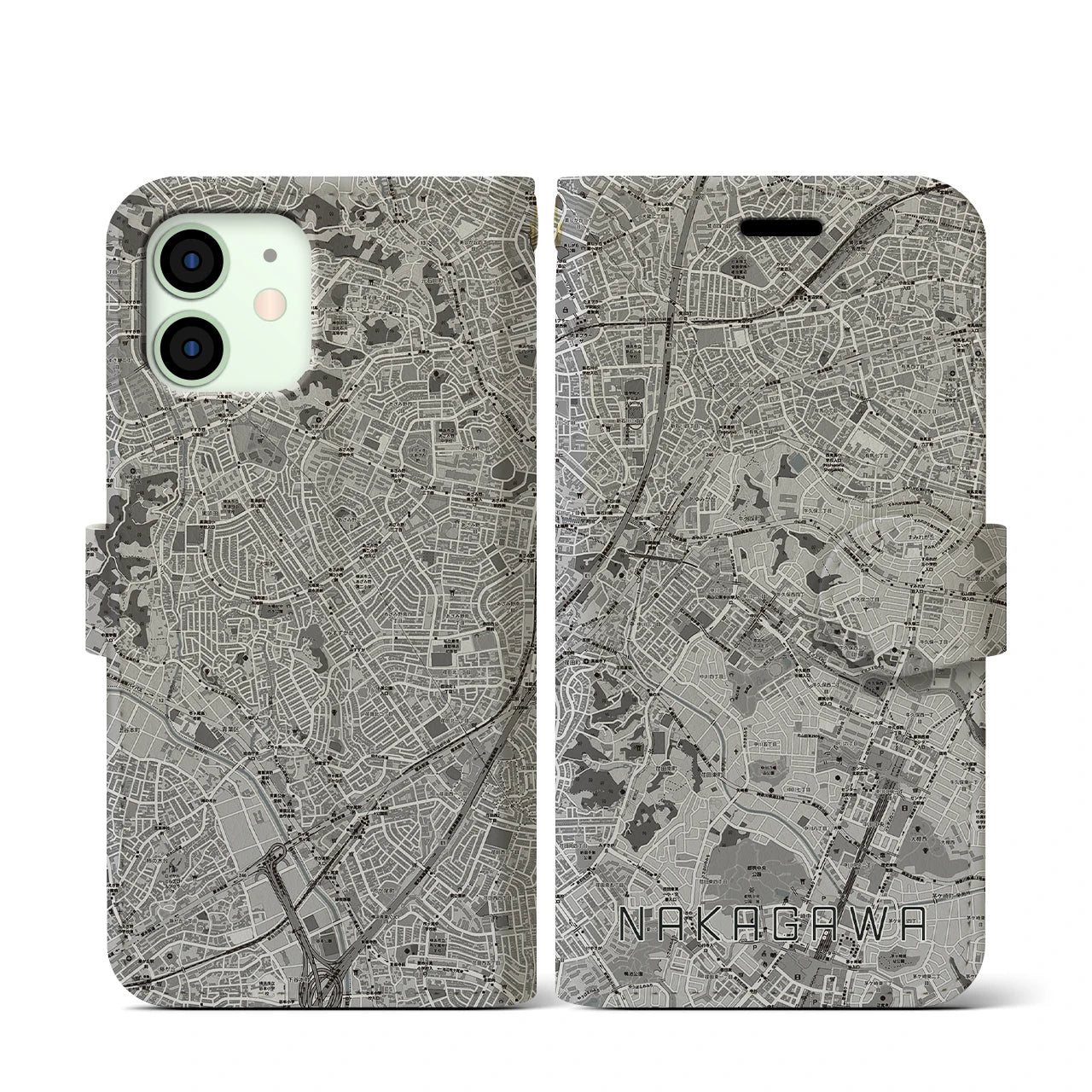 【中川(神奈川県)】地図柄iPhoneケース(手帳タイプ)