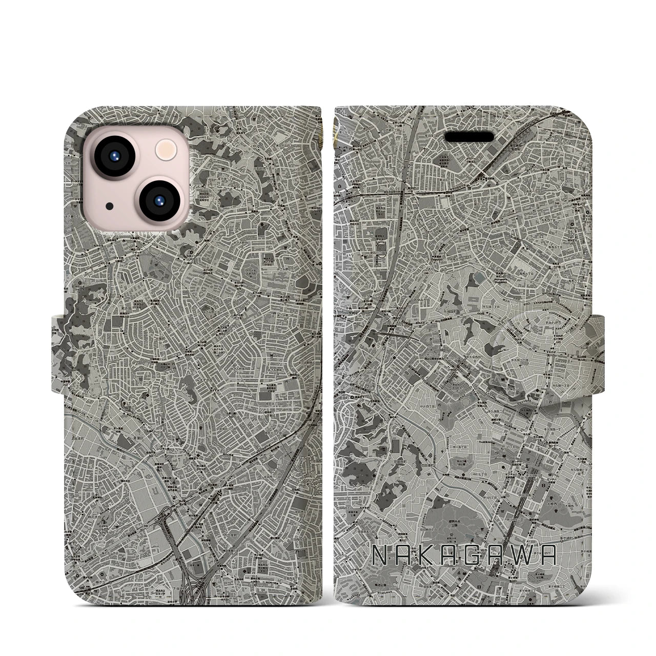 【中川(神奈川県)】地図柄iPhoneケース(手帳タイプ)