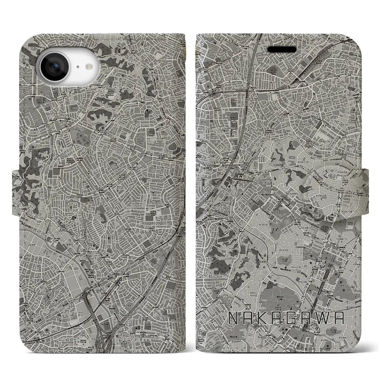 【中川(神奈川県)】地図柄iPhoneケース(手帳タイプ)