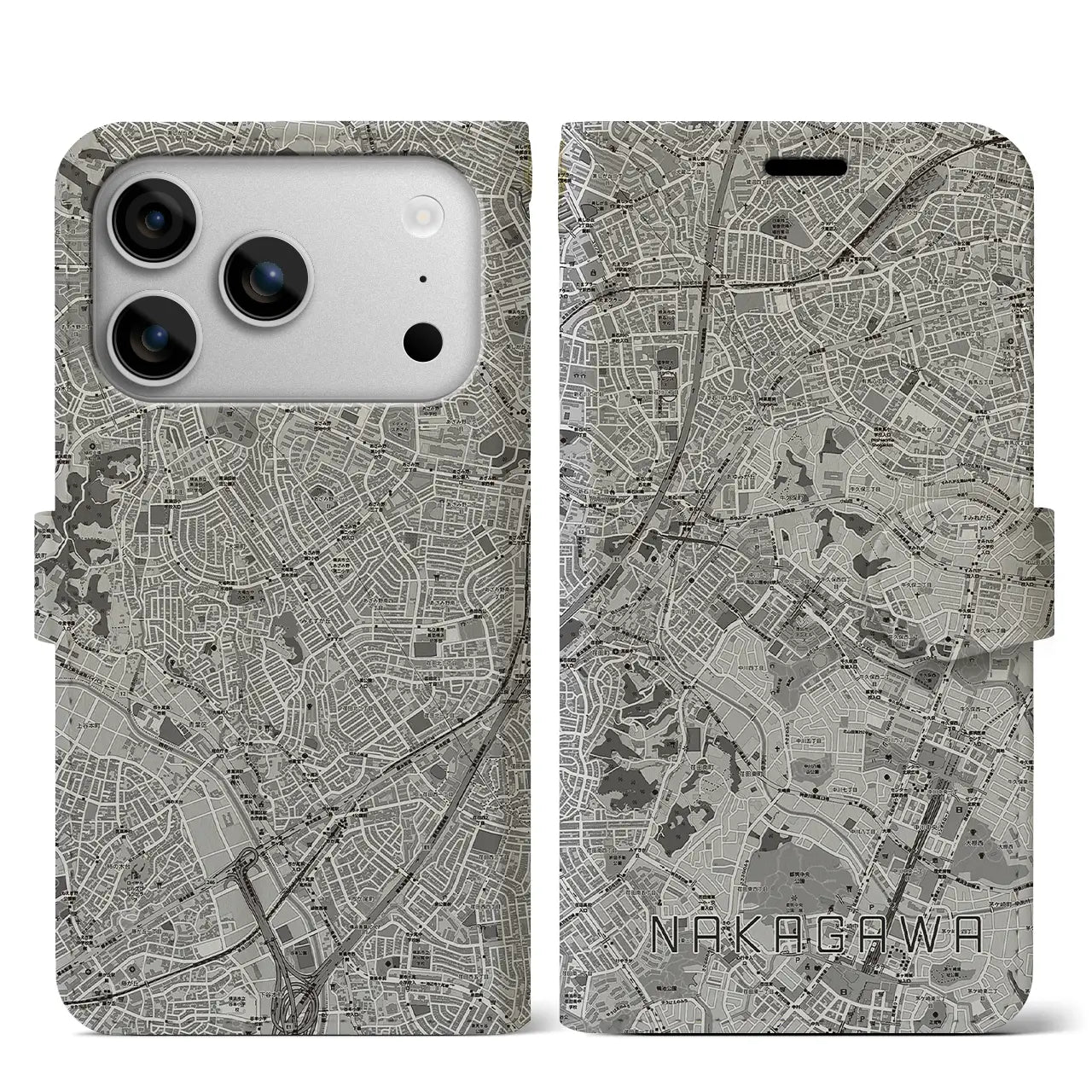 【中川(神奈川県)】地図柄iPhoneケース(手帳タイプ)