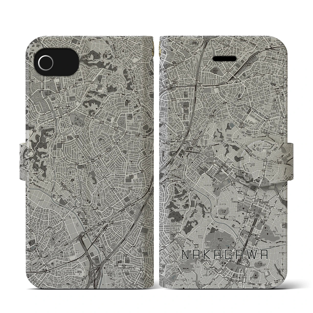 【中川(神奈川県)】地図柄iPhoneケース(手帳タイプ)