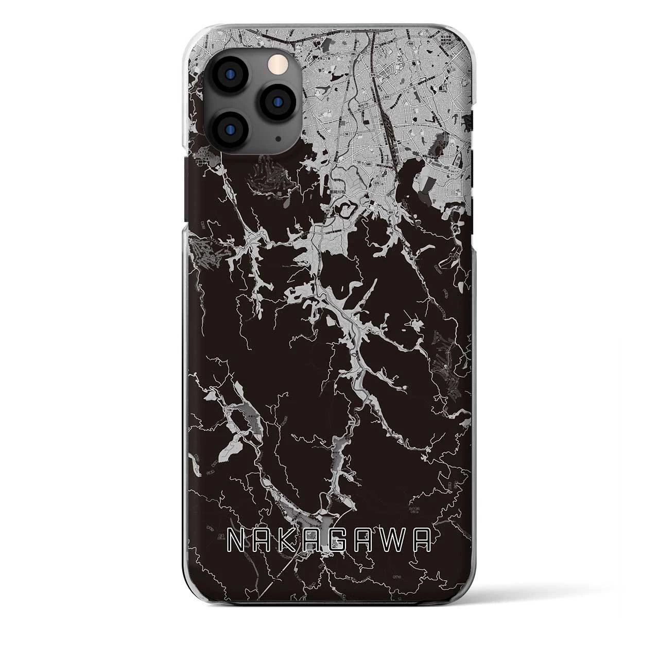 【那珂川(福岡県)】地図柄iPhoneケース(クリアタイプ)モノトーン・iPhone 11 Pro Max 用